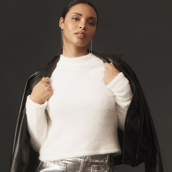 Anthropologie By Anthropologie Mock-Neck Fuzzy Sweater M - Picture 2 of 7